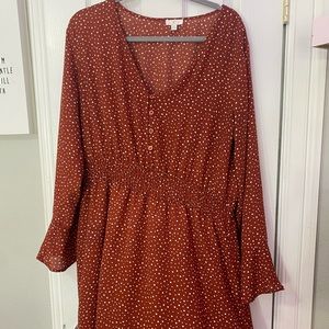 Rustic orange/ polkadot mini dress